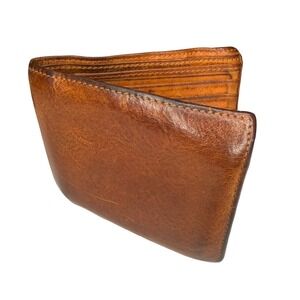 Bosca Men's Leather Wallet with ID Slot Bifold Trifold Wallet Brown Vintage